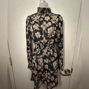 Nordstrom Mock Neck Sheer Mini Dress - Size L